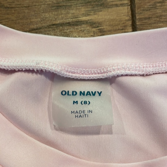 Old Navy Girls Long-Sleeve Swim Rash-guard - Pink Smiley Face Sun - Size M (8) - Picture 5 of 12